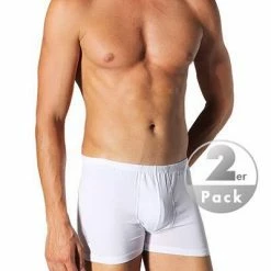 Schiesser Essential Short 2er Pack 205222/100 Trunks, Baumwoll-Stretch, Weiß