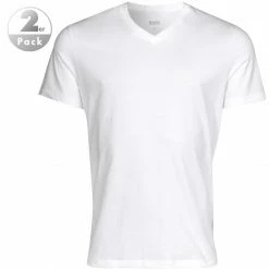BOSS V-Shirt 2er Pack white 50325401/100 T-Shirts, Baumwolle, Weiß