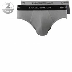 EMPORIO ARMANI Brief 2Pack 111321/CC717/03320 Slips, Baumwoll-Stretch, Schwarz-grau