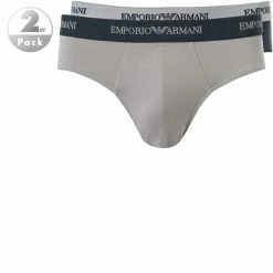 EMPORIO ARMANI Brief 2Pack 111321/CC717/13742 Slips, Baumwoll-Stretch, Mittelgrau-nachtblau, Grau-blau