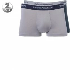 EMPORIO ARMANI Trunk 2Pack 111210/CC717/13742 Trunks, Baumwoll-Stretch, Mittelgrau-nachtblau, Grau-blau
