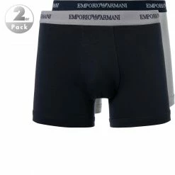 EMPORIO ARMANI Boxer 2er Pack 111268/CC717/13742 Trunks, Baumwoll-Stretch, Schwarz-grau, Grau-blau