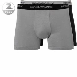 EMPORIO ARMANI Boxer 2er Pack 111268/CC717/03320 Trunks, Baumwoll-Stretch, Schwarz-grau