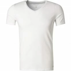 Marc O'Polo Shirt V-Neck 2er Pack 149804/100 T-Shirts, Baumwoll-Stretch, Weiß, White