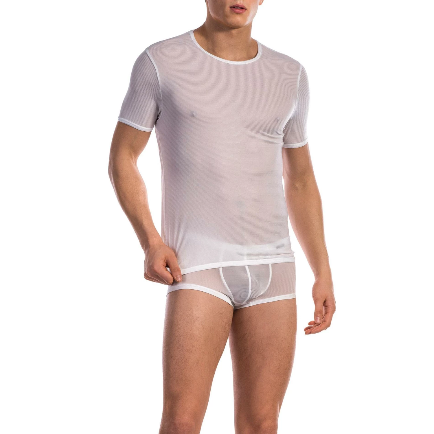 Olaf Benz RED1201 T-Shirt weiß 105835/1000 Mikrofaser, Weiß gestreift