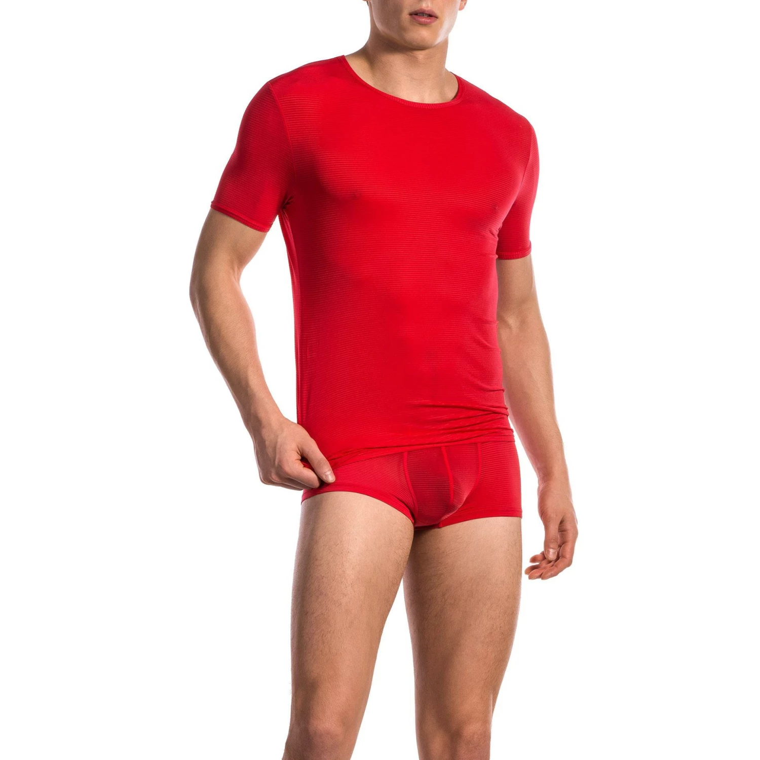 Olaf Benz RED1201 T-Shirt rot 105835/3000 Mikrofaser, Rot gestreift