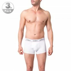 Strellson 3er Pack Shorts 531101/10 Trunks, Baumwoll-Stretch, Weiß, White