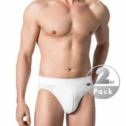 Schiesser Authentic Rio-Slip 2er Pack 105984/100 Slips, Baumwoll-Stretch, Weiß