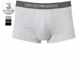 EMPORIO ARMANI Trunk 3er Pack 111610/CC722/94235 Trunks, Baumwolle, Hellgrau-marineblau-schwarz, Marine-grau-schwarz