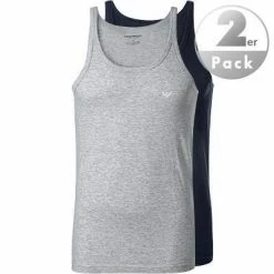 EMPORIO ARMANI Tank Top 2 Pack 111612/CC722/15935 Tanktops, Baumwolle, Hellgrau-navy, Marine-grau