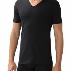 Zimmerli Pure Comfort V-Shirt 172/1462/86 T-Shirt, Baumwoll-Stretch, Schwarz, Black