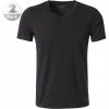 Marc O'Polo Shirt V-Neck 2er Pack 149804/000 T-Shirts, Baumwoll-Stretch, Schwarz, Black