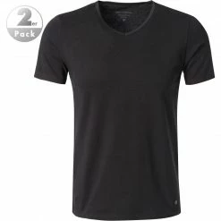 Marc O'Polo Shirt V-Neck 2er Pack 149804/000 T-Shirts, Baumwoll-Stretch, Schwarz, Black