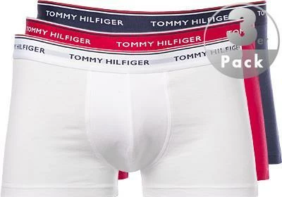 Tommy Hilfiger Trunks 3er Pack 1U87903842/611 Baumwoll-Stretch, Navy-weiß-rot, White-red-peacoat – Bild 2