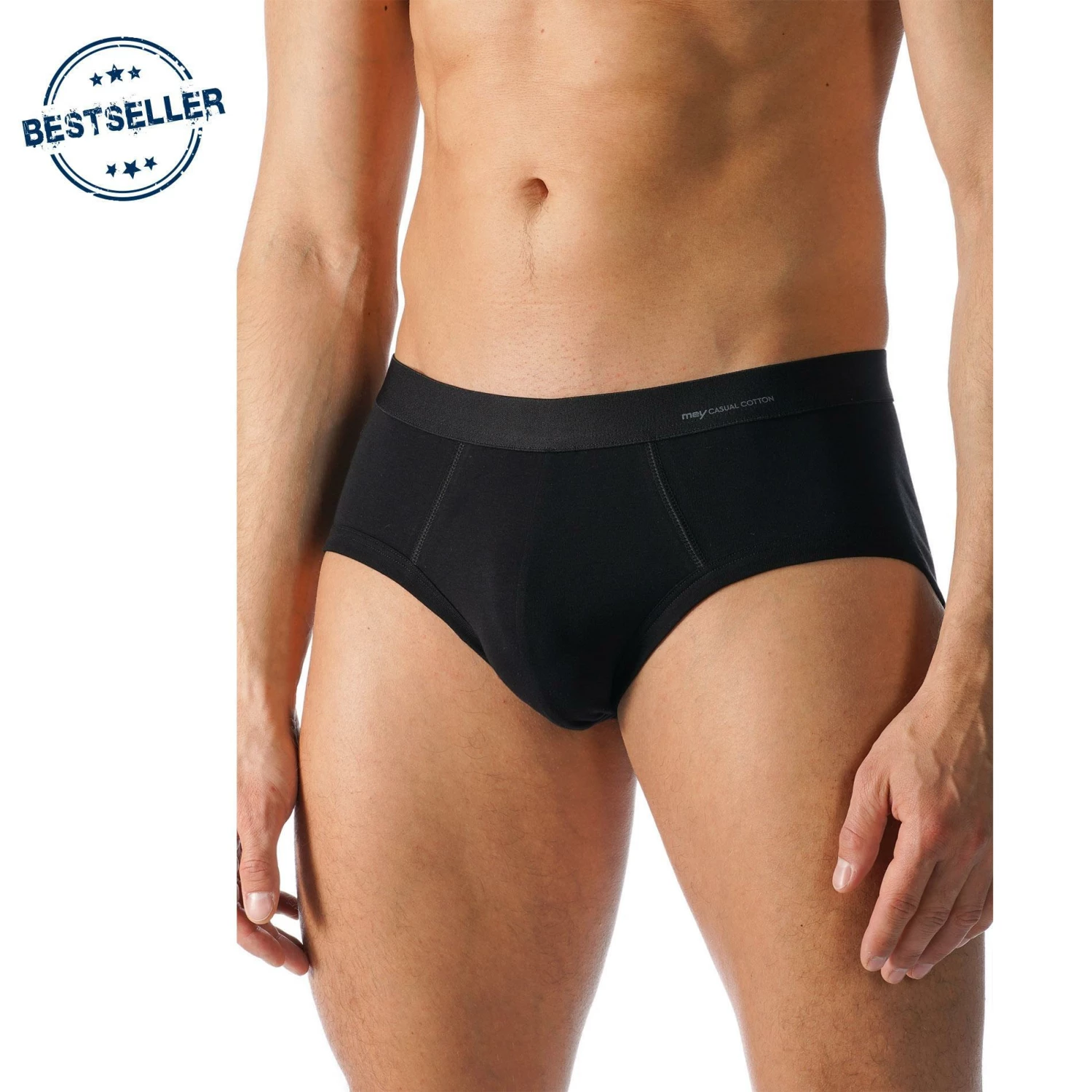 Mey CASUAL COTTON Men-Slip 49112/123 Pima Baumwoll-Stretch, Schwarz, Black