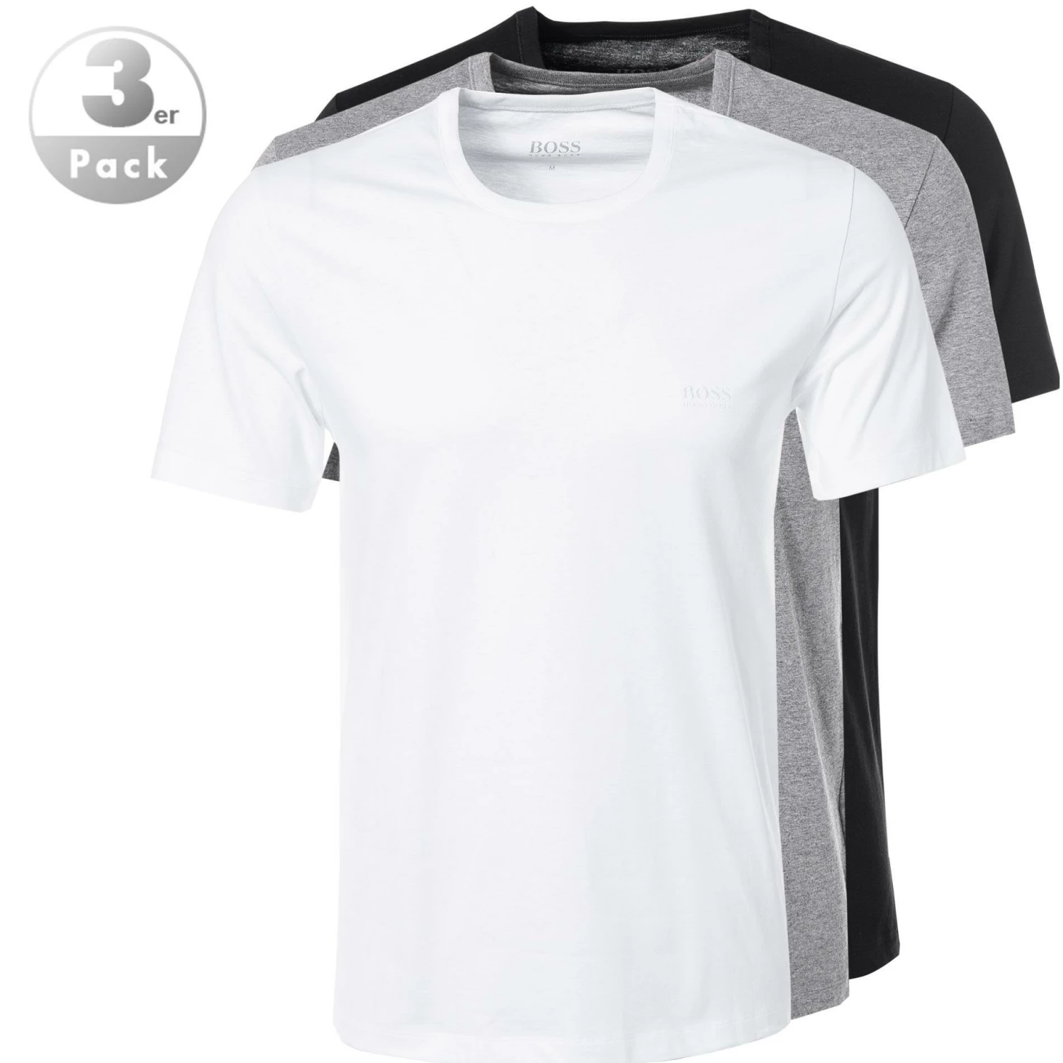 BOSS T-Shirt RN 3er Pack 50325388/999 T-Shirts, Baumwolle, Schwarz-weiß-grau, Assorted