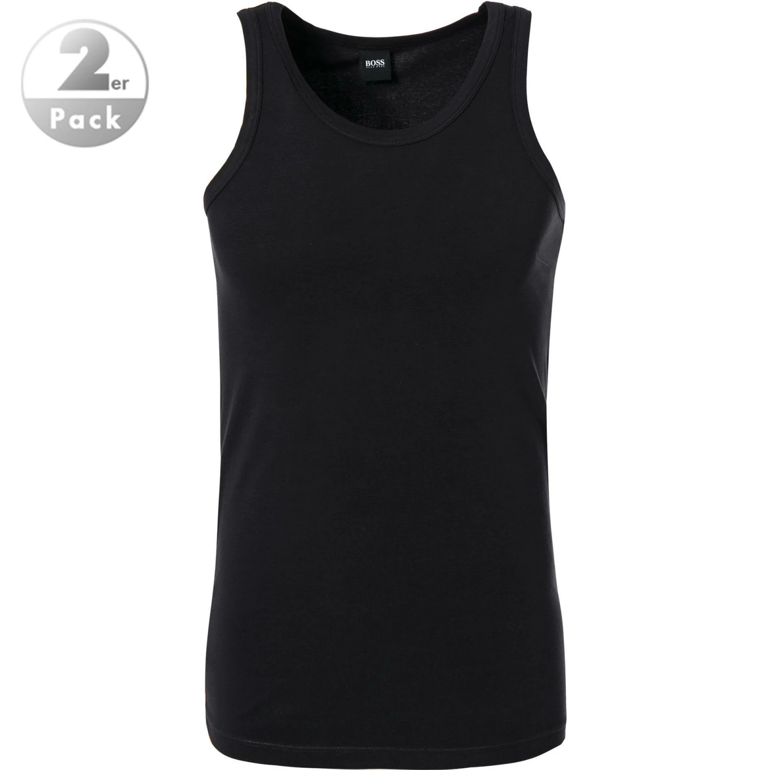 BOSS Tank Top 2er Pack 50325406/001 Tanktops, Baumwoll-Stretch, Schwarz, Black