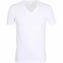 bugatti Shirt 1/2-Arm V-Neck 50004/6061/110 T-Shirt, Baumwolle, Weiß, White-light-solid