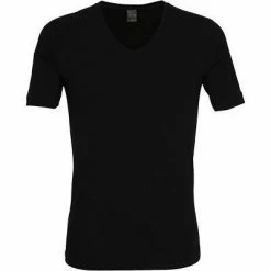 bugatti Shirt 1/2-Arm V-Neck 50004/6061/930 T-Shirt, Baumwolle, Schwarz, Black-dark-solid