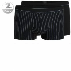 bugatti Pants 2er-Pack 50017/6061/933 Trunks, Baumwolle, Blau-schwarz gestreift, Black-dark-vertical stripes