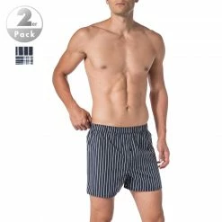 Marc O'Polo Boxershorts 2er Pack 164200/804 Baumwolle, Navy-weiß gemustert, Nachtblau