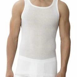 Zimmerli Richelieu Shirt NS 207/1412/01 Tanktop, Mercerisierte Baumwolle, Weiß