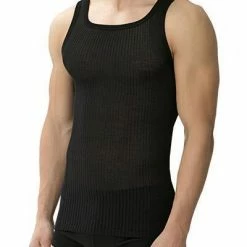 Zimmerli Richelieu Shirt NS 207/1412/86 Tanktop, Mercerisierte Baumwolle, Schwarz , Schwarz