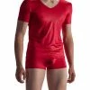 Olaf Benz RED1804 V-Neck low 107995/3000 T-Shirt, Mikrofaser, Rubinrot, Rot