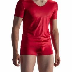 Olaf Benz RED1804 V-Neck low 107995/3000 T-Shirt, Mikrofaser, Rubinrot, Rot