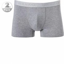 HANRO Pants 2er Pack 07 3078/1961 Trunks, Baumwolle, Hellgrau meliert, Light melange