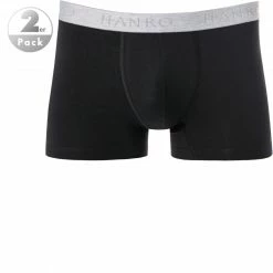 HANRO Pants 2er Pack 07 3078/0019 Trunks, Baumwolle, Schwarz, Black