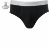 HANRO Briefs 2er Pack 07 3075/0019 Slips, Baumwolle, Schwarz, Black