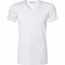 HANRO Shirt V-Neck Cotton Superior 07 3089/0101 T-Shirt, Baumwolle, Weiß, White