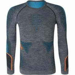 UYN T-Shirt U100015/B456 Funktionsshirt, Mikrofaser, Grau meliert, Schwarz-blau- orange