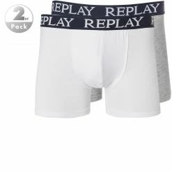 Replay Cotton Stretch Trunk 2er Pack I101005/N036 Trunks, Baumwoll-Stretch, Weiß-grau