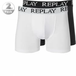 Replay Cotton Stretch Trunk 2er Pack I101005/N137 Trunks, Baumwoll-Stretch, Weiß-schwarz