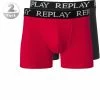 Replay Cotton Stretch Trunk 2er Pack I101005/N093 Trunks, Baumwoll-Stretch, Rot-schwarz