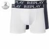Replay Cotton Stretch Trunk 2er Pack I101005/N138 Trunks, Baumwoll-Stretch, Weiß-navy, Weiß-indigo