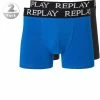 Replay Cotton Stretch Trunk 2er Pack I101005/N090 Trunks, Baumwoll-Stretch, Blau-schwarz, Türkis-schwarz