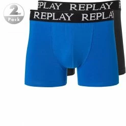Replay Cotton Stretch Trunk 2er Pack I101005/N090 Trunks, Baumwoll-Stretch, Blau-schwarz, Türkis-schwarz