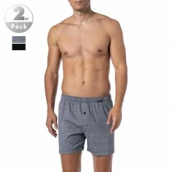 Schiesser Boxershorts 2er Pack 168446/000 Baumwolle, Schwarz gestreift, Schwarz