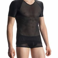 Olaf Benz RED1913 V-Neck reg. 108353/8000 T-Shirt, Mikrofaser, Schwarz, Black