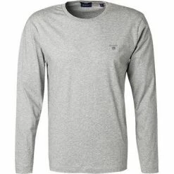 Gant Longsleeve 234502/94 Regular Fit, Baumwolle, Steingrau meliert, Hellgrau
