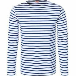 Armor lux T-Shirt 02297/DW5 Longsleeve, Regular Fit, Baumwolle, Mittelblau-weiß gestreift, Weiß-sternblau