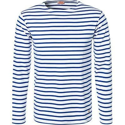 Armor lux T-Shirt 02297/DW5 Longsleeve, Regular Fit, Baumwolle, Mittelblau-weiß gestreift, Weiß-sternblau