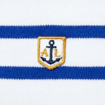 Armor lux T-Shirt 02297/DW5 Longsleeve, Regular Fit, Baumwolle, Mittelblau-weiß gestreift, Weiß-sternblau – Bild 3