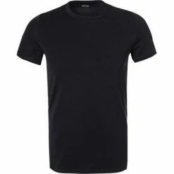 HOM Supreme Cotton T-Shirt Crew- Neck 401330/004 Baumwoll-Stretch, Schwarz