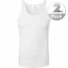 Schiesser Feinripp Shirt 0/0 2er Pack 005121/100 Tanktops, Baumwolle, Weiß