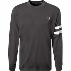 Fred Perry T-Shirt M7522/G85 Longsleeve, Baumwolle, Steingrau, Metalgrau