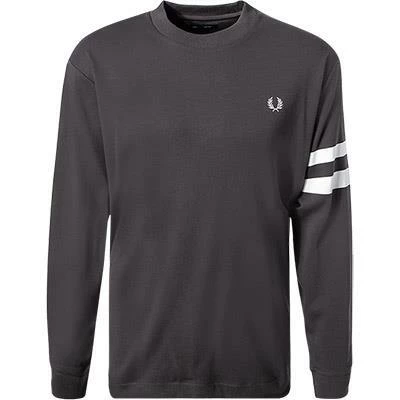 Fred Perry T-Shirt M7522/G85 Longsleeve, Baumwolle, Steingrau, Metalgrau